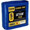 Core Tarps 16 ft L x 0.5 mm H x 12 ft W Heavy Duty 5 Mil Tarp, Blue, Polyethylene CT-505-12X16